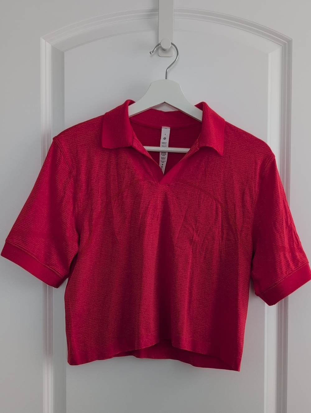Lululemon Cropped Polo Top in Vibrant Red
